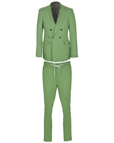 DAVID WEJ Hugo Linen Double Breasted Suit - Green