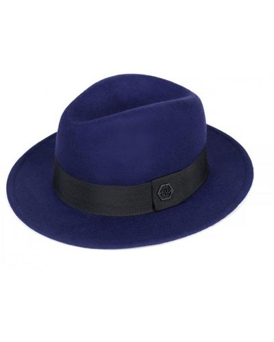 DAVID WEJ Wool Fedora Hat – Navy - Blue
