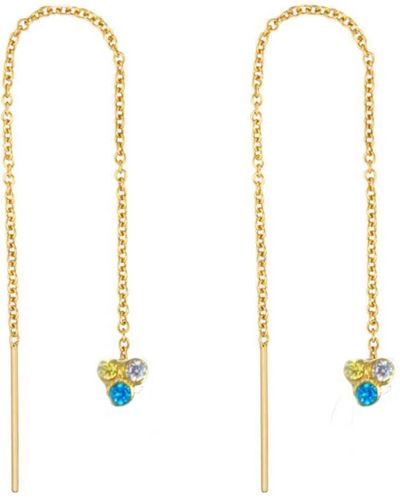 Lily Flo Jewellery Disco Dots Tiny Threader Earrings - White