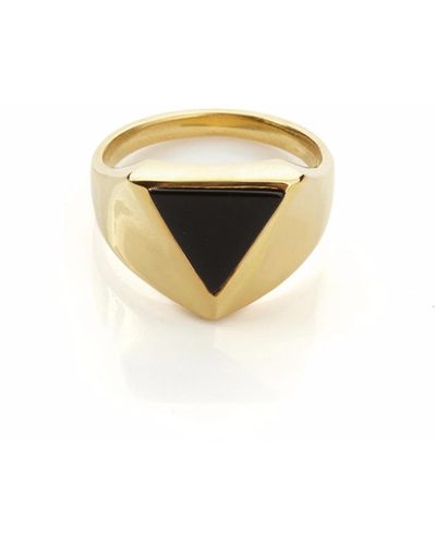 Rachel Entwistle Pythagorus Onyx Ring Gold - Metallic