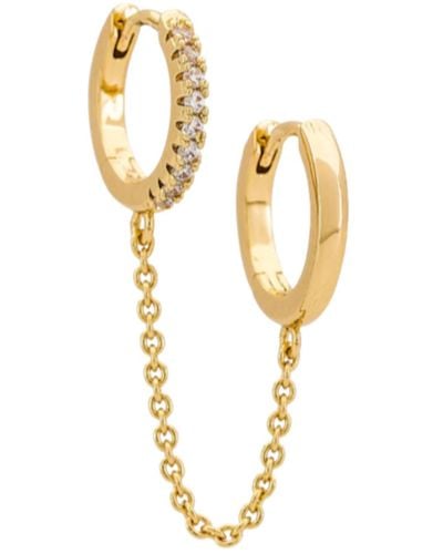 NUS Double huggie Chain Earring - Metallic
