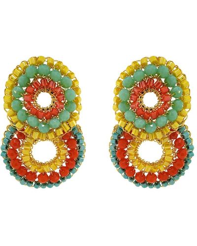 Lavish by Tricia Milaneze Summer Vibe Mix Gush Small Handmade Crochet Earrings - Green