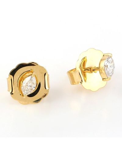 Artisan Marquise Shape Diamond In 14k Yellow Gold Fashion Mini Stud Earrings - Metallic