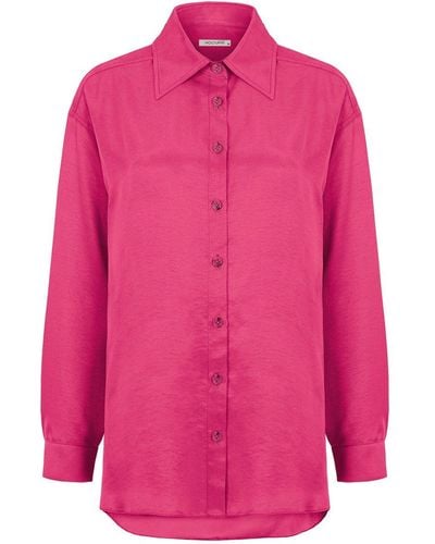 Nocturne Fuschia Flowy Oversized Shirt - Pink