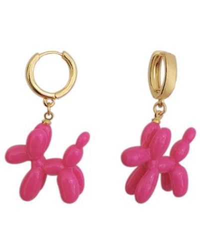 Ninemoo Balloon Poodle Hoop Earrings - Pink