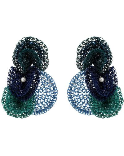 Lavish by Tricia Milaneze Ocean Blue Mix Reef Handmade Crochet Earrings - Green