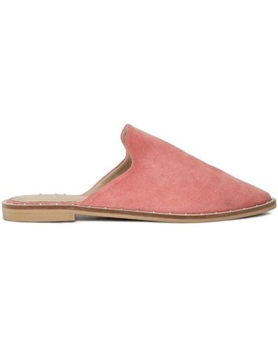 Rag & Co Lia Dusty Handcrafted Suede Mules In Pink