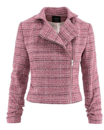 AVENUE No.29 Double Breasted Cropped Jacket With Zipper – Pink - Purple
