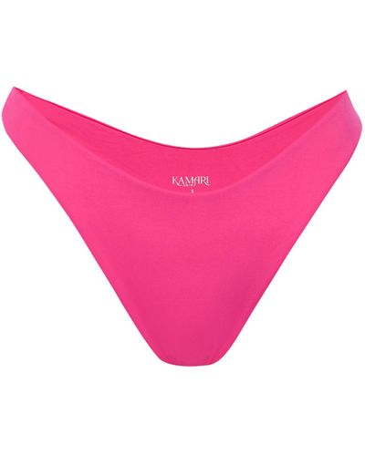 Kamari Swim LLC Roze High Cut Thong Bikini Bottoms - Pink