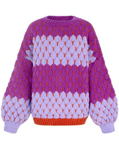 Cara & The Sky Marissa Bubble Stitch Stripe Sweater - Purple