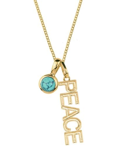 Charlotte's Web Jewellery Peace Rocks Gold Vermeil Necklace With Turquoise Birthstone Charm - Metallic