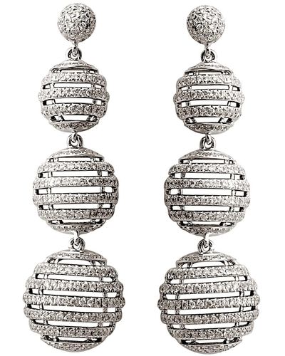 Artisan 18k Gold Diamond Designer Dangle Earrings Handmade Jewelry - White