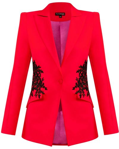 Tia Dorraine Fantasy Tailo Suit With Embroidery - Red