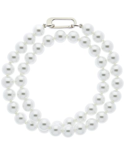 Emma Holland Jewellery Pearl Wrap & Platinum Clasp Bracelet - White