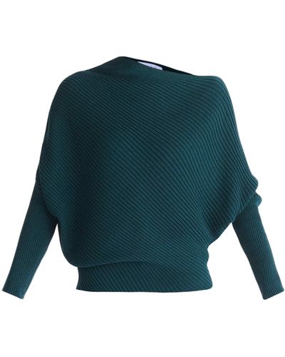 Paisie Draped Knitted Sweater In Dark - Green