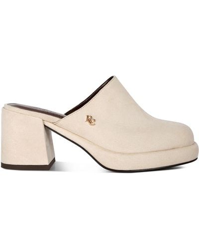 Rag & Co Delaunay Beige Suede Heeled Mule Sandals - Natural