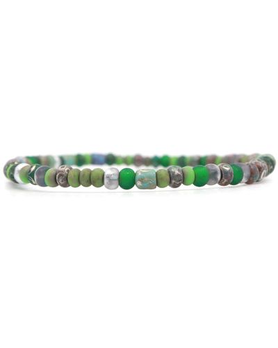 Shar Oke Matte & Turquoise Picasso Czech Beaded Bracelet - Green