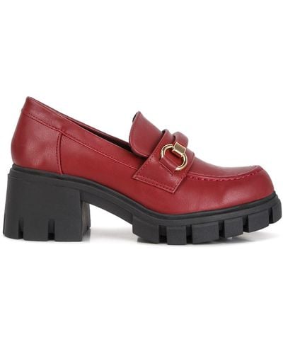 Rag & Co Evangeline Chunky Platform Loafers In Burgundy - Red