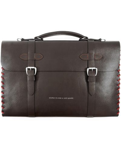 Anchor and Crew Deep Rufford Leather & Rope Briefcase Large - Black