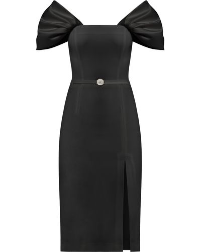 Tia Dorraine Mirage Crystal Ornament Midi Dress, - Black