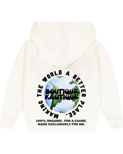 Boutique Kaotique Making The World A Better Place Off Organic Cotton Hoodie. - White