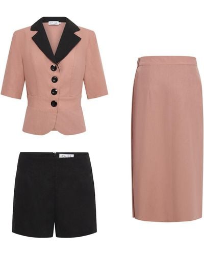 Deer You Iris Igniting Three Piece Set Consisting Of Jacket, Shorts & Skirt In Dusty Pink