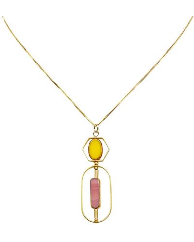 Aracheli Studio Geometric Art Yellow & Pink Chain Necklace - Metallic