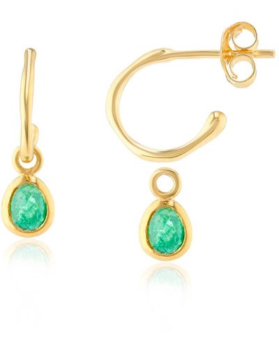 Auree Hampton Emerald & Gold Vermeil Gemstone Earrings - Green