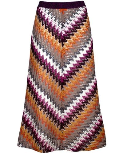 Lalipop Design Multi Color Pointelle-knit A-line Skirt - Brown