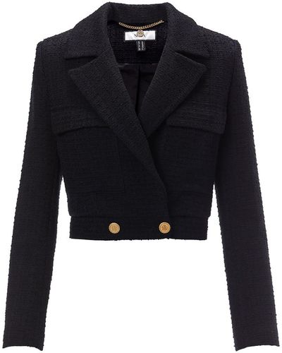 Nissa Tweed Crop Jacket - Black