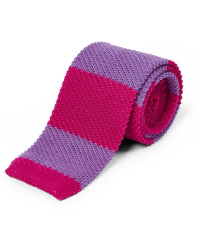 Burrows and Hare Wool Knitted Tie - Purple
