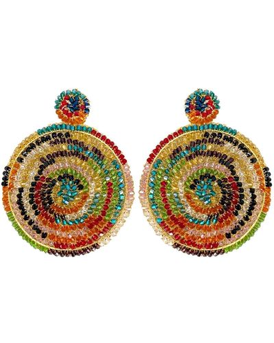 Lavish by Tricia Milaneze Multicolor Dahlia Maxi Handmade Earrings