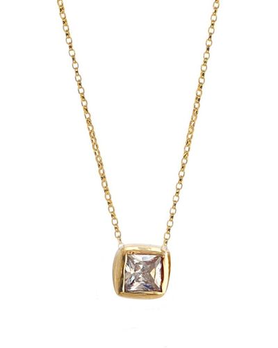 Lily Flo Jewellery Princess Cut Diamond On The Chain Necklace - Metallic