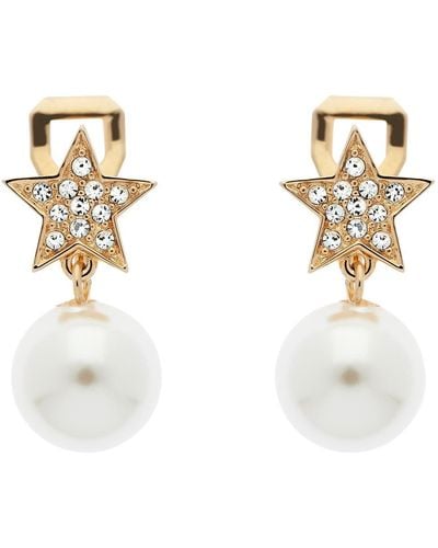 Emma Holland Jewellery & Crystal Star With Pearl Clip Earrings - Metallic