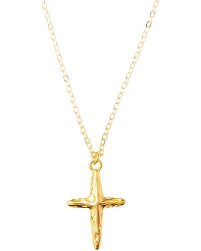 Aaria London Hammered Cross Necklace - Metallic