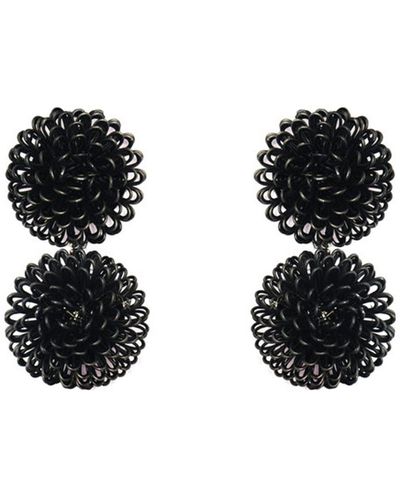 Pats Jewelry Double Pompom Earrings - Black