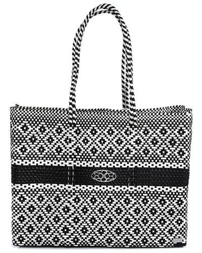 Lolas Bag Black White Travel Tote Bag With Clutch - Multicolor