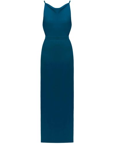 UNDRESS Manoa Teal Evening Dress With Open Back - Blue