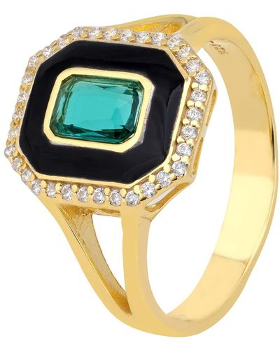 LÁTELITA London Art Deco Emerald And Enamel Cocktail Ring Gold - Metallic