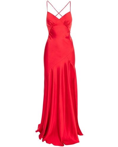 ROSERRY Seville Satin Maxi Dress In Coral - Red