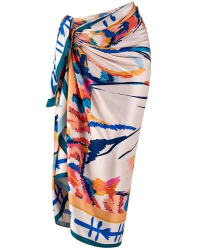 Washein Neutrals Satin Sarong Cover Up Colores - Blue