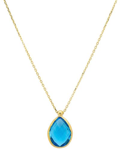 LÁTELITA London Petite Drop Necklace Gold Blue Topaz Hydro