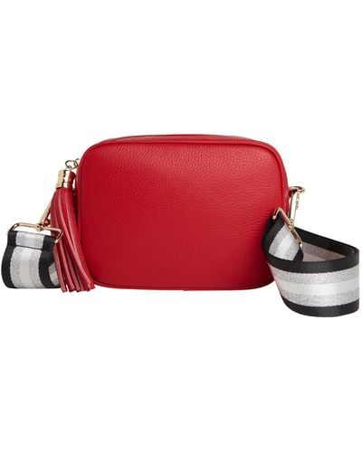 Betsy & Floss Verona Crossbody Tassel Bag With Black & Silver Sparkle Strap - Red