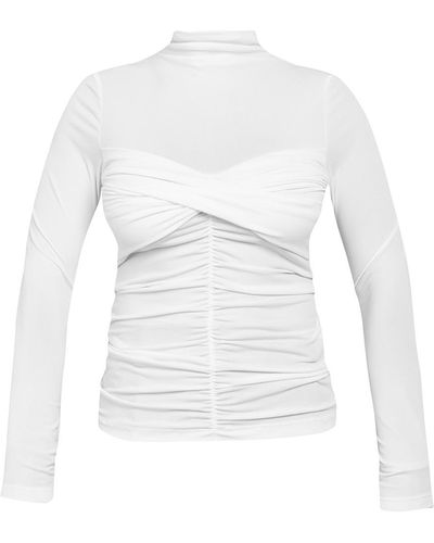 Cliché Reborn Turtleneck Twist-front Long Sleeve Top - White