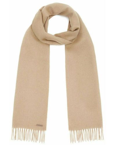 Hortons England The Lindo Lambswool Scarf Camel - Natural
