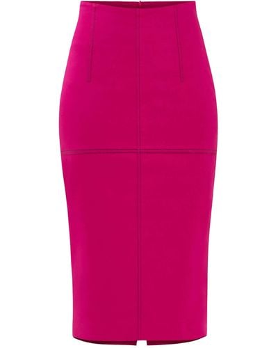 Tia Dorraine Details Matter High-waist Pencil Midi Skirt - Pink