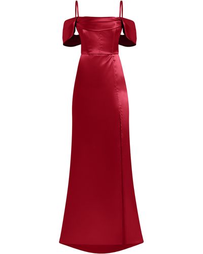 Tia Dorraine Lavish Dream Satin Long Dress - Red