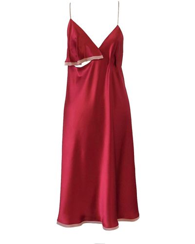 CREASE Silk Slip Dress - Red