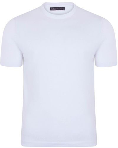 Paul James Knitwear S Ultra-fine Cotton Hugo Knitted T-shirt - White