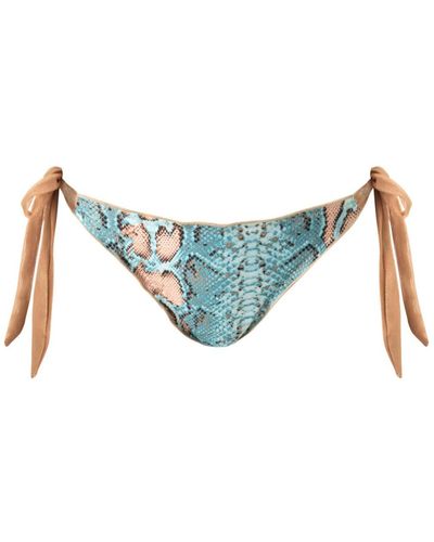 ELIN RITTER IBIZA / Neutrals Ibiza Turquoise Blue Animal Snake Print Tie-side Ruched Bikini Bottom Sara Salinas